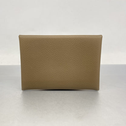Hermes Herms Calvi Duo Evercolor Etoupe Wallet/Coin Case
