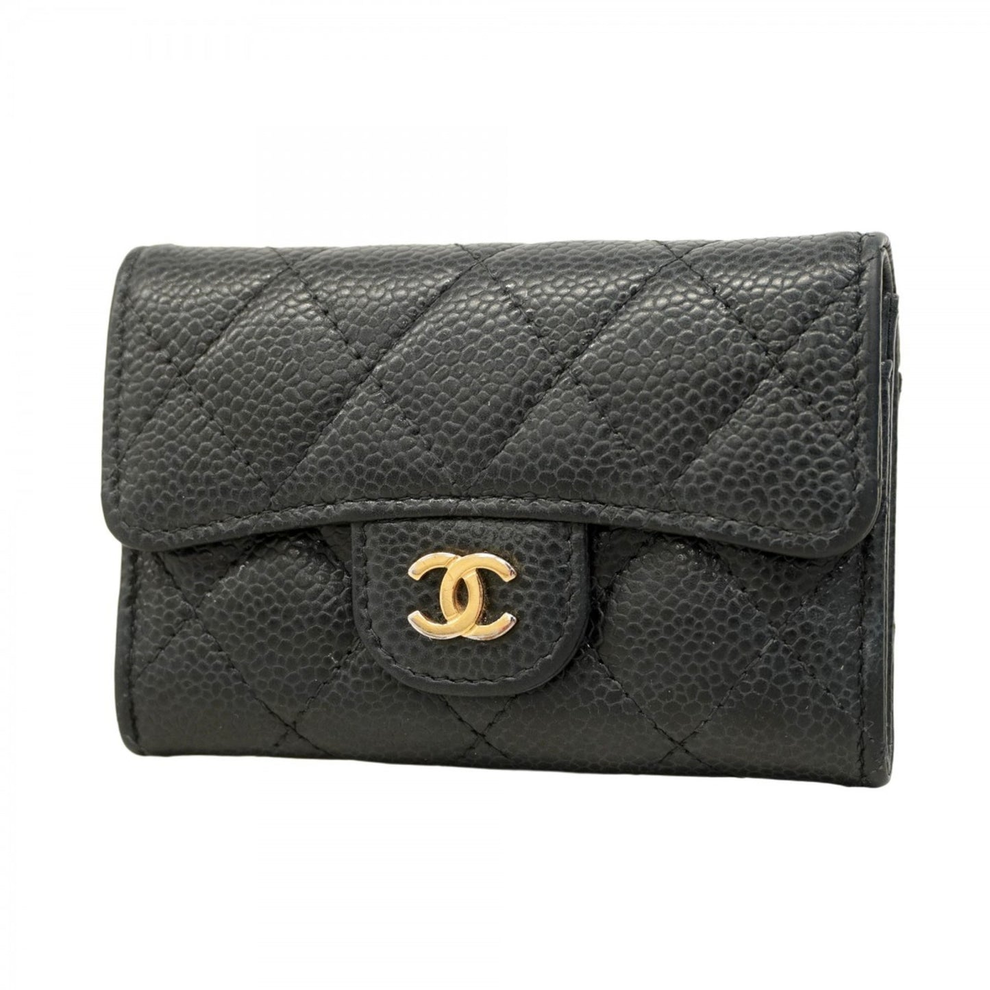 Chanel Matelasse Business Card Case In Caviar Leather