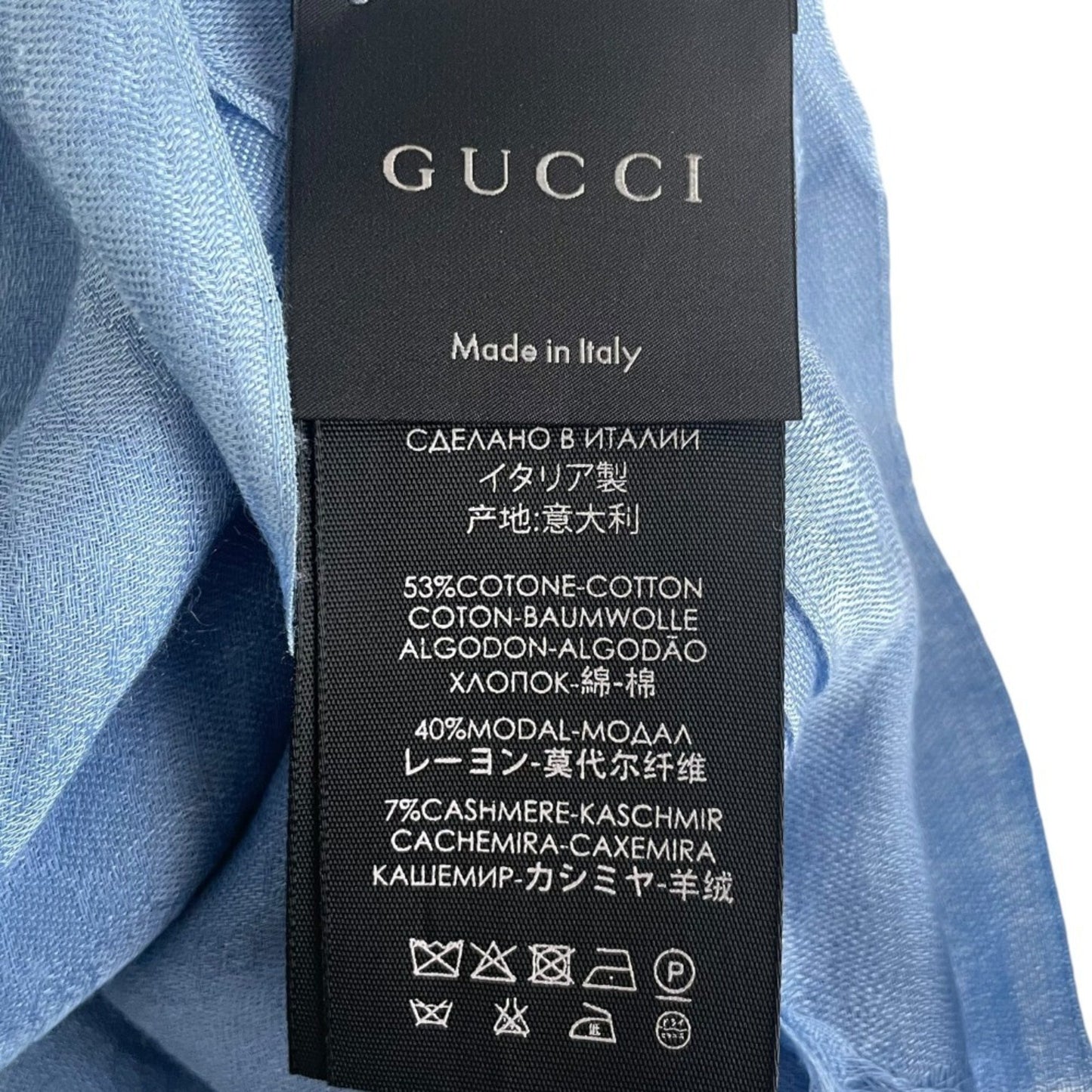 Gucci Gg Pattern Cashmere Blend Scarf Shawl Muffler Blue