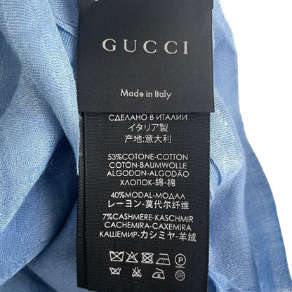Gucci Gg Pattern Cashmere Blend Scarf Shawl Muffler Blue