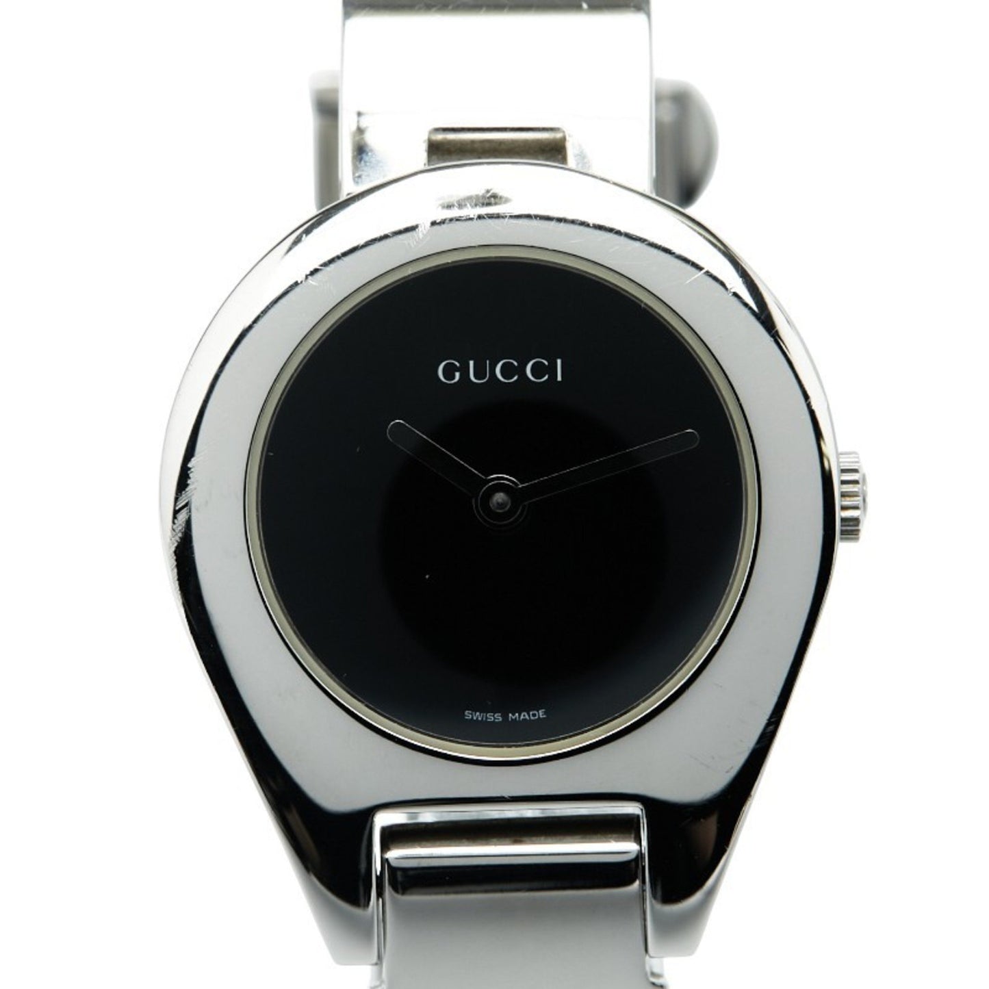 Gucci Bangle Watch 6700L Quartz Black Dial Stainless Steel
