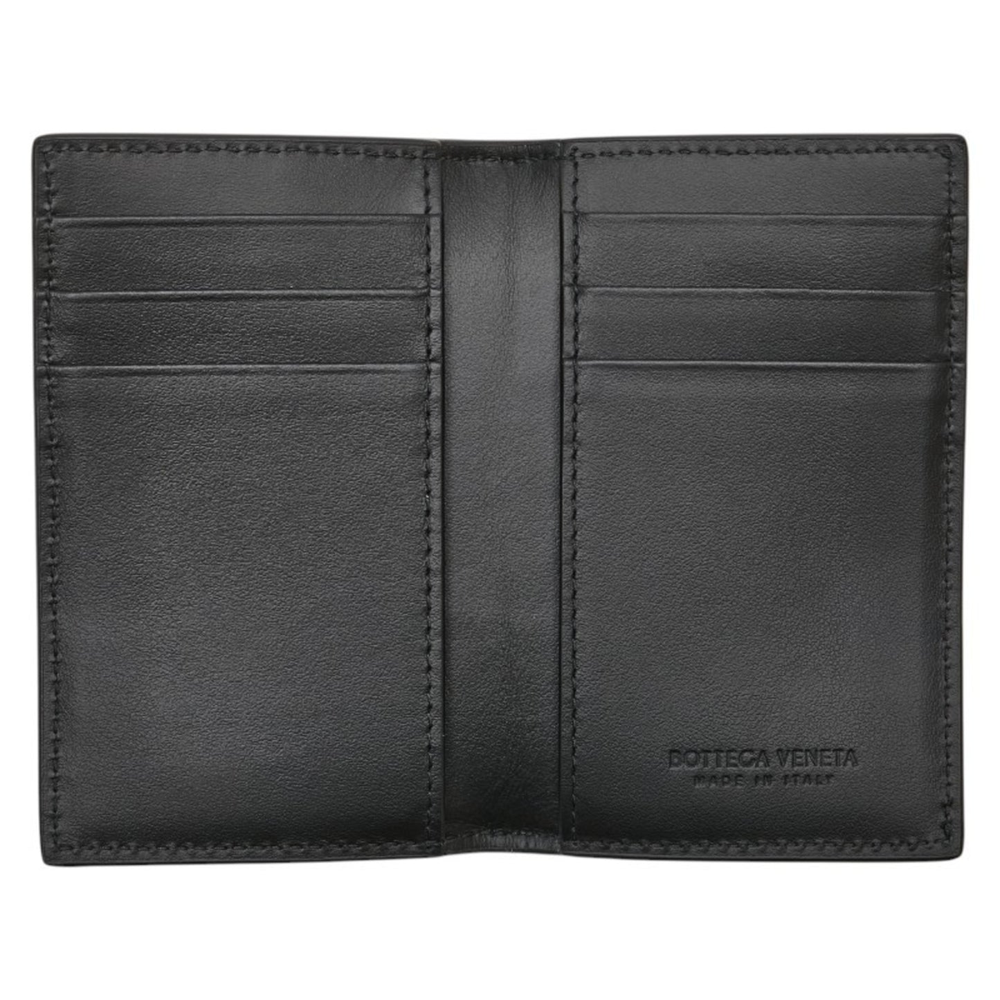 Bottega Veneta Maxi Intrecciato Cassette Business Card Case/Card Case/Pass Case In Black Leather