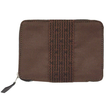 Hermes Hermes Air Line Purse Pm Bifold Wallet Nylon Canvas Brown