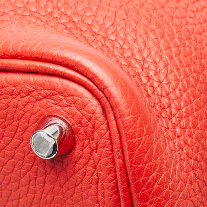 Hermes Herms Picotin Lock Pm Handbag In Rouge Cazac Red Taurillon Clemence Leather
