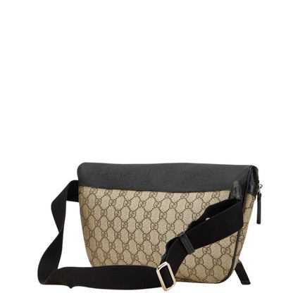 Gucci Gg Supreme Waist Bag 450946 Beige Black Leather