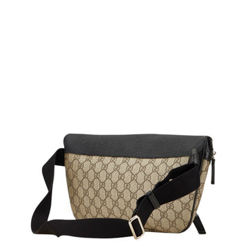 Gucci Gg Supreme Waist Bag 450946 Beige Black Leather
