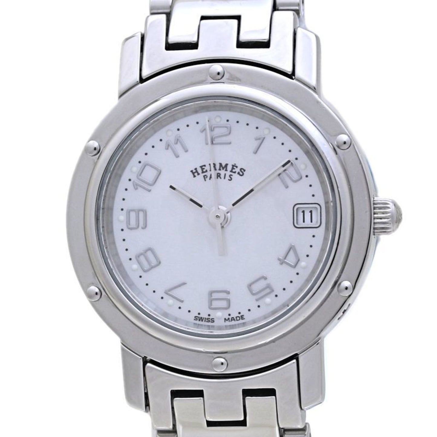 Hermes Clipper Nacre White Shell Watch With New Buckle