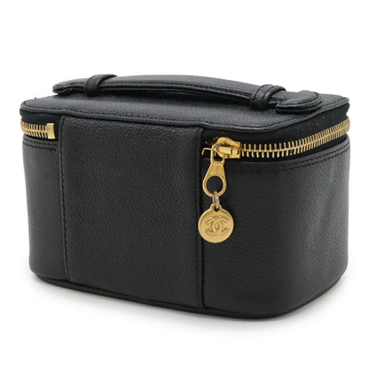 Chanel Coco Mark Vanity Bag Mini Pouch Caviar Leather Black
