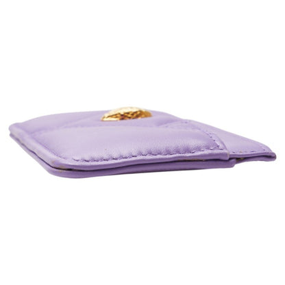 Bvlgari Serpenti Cabochon Card Case In Purple Leather
