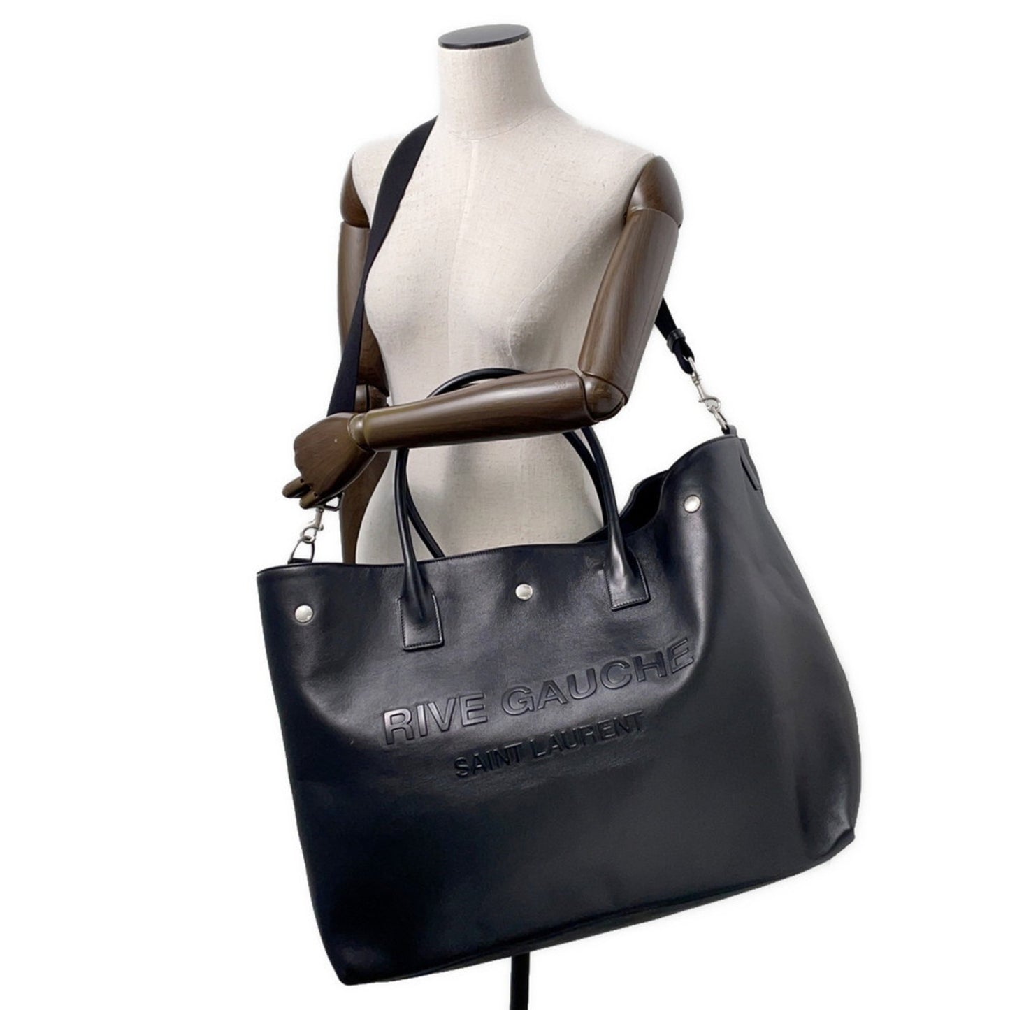Saint Laurent Tote Bag Rive Gauche Leather 707651 Saint Laurent Paris 2Way Shoulder Black