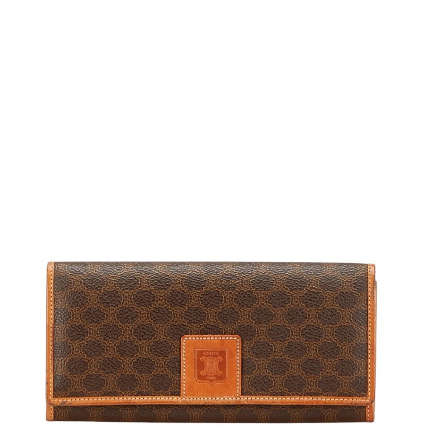 Celine Macadam Long Wallet Brown Leather