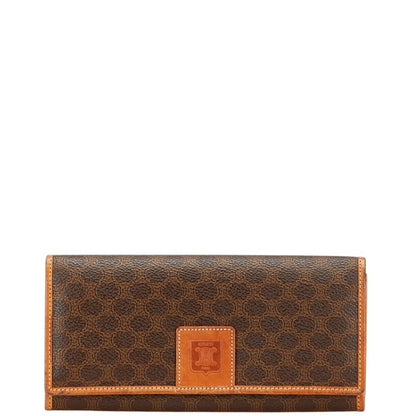 Celine Macadam Long Wallet Brown Leather