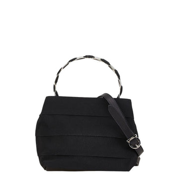 Salvatore Ferragamo Vara Handbag Shoulder Bag Black Canvas Leather