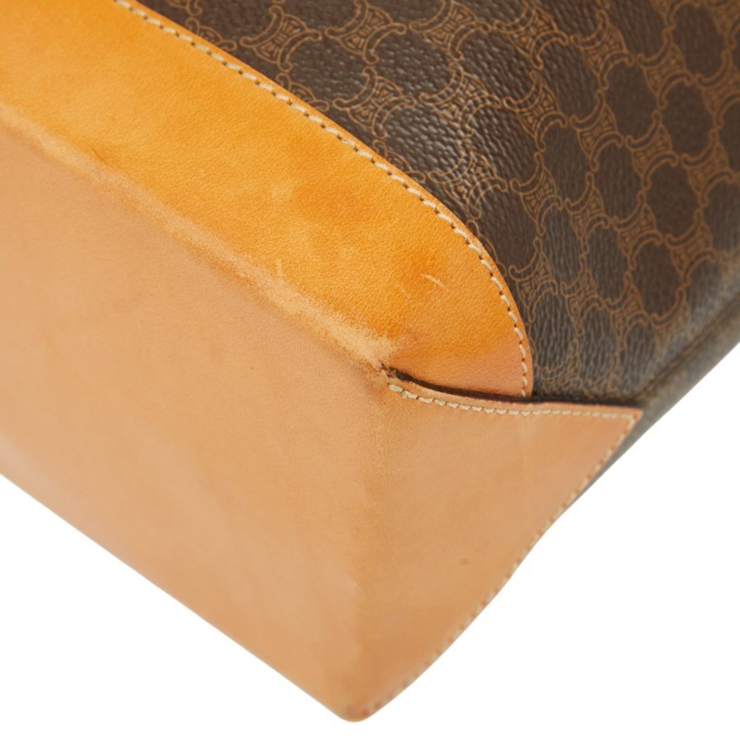 Celine Macadam Tote Bag Shoulder Brown Leather