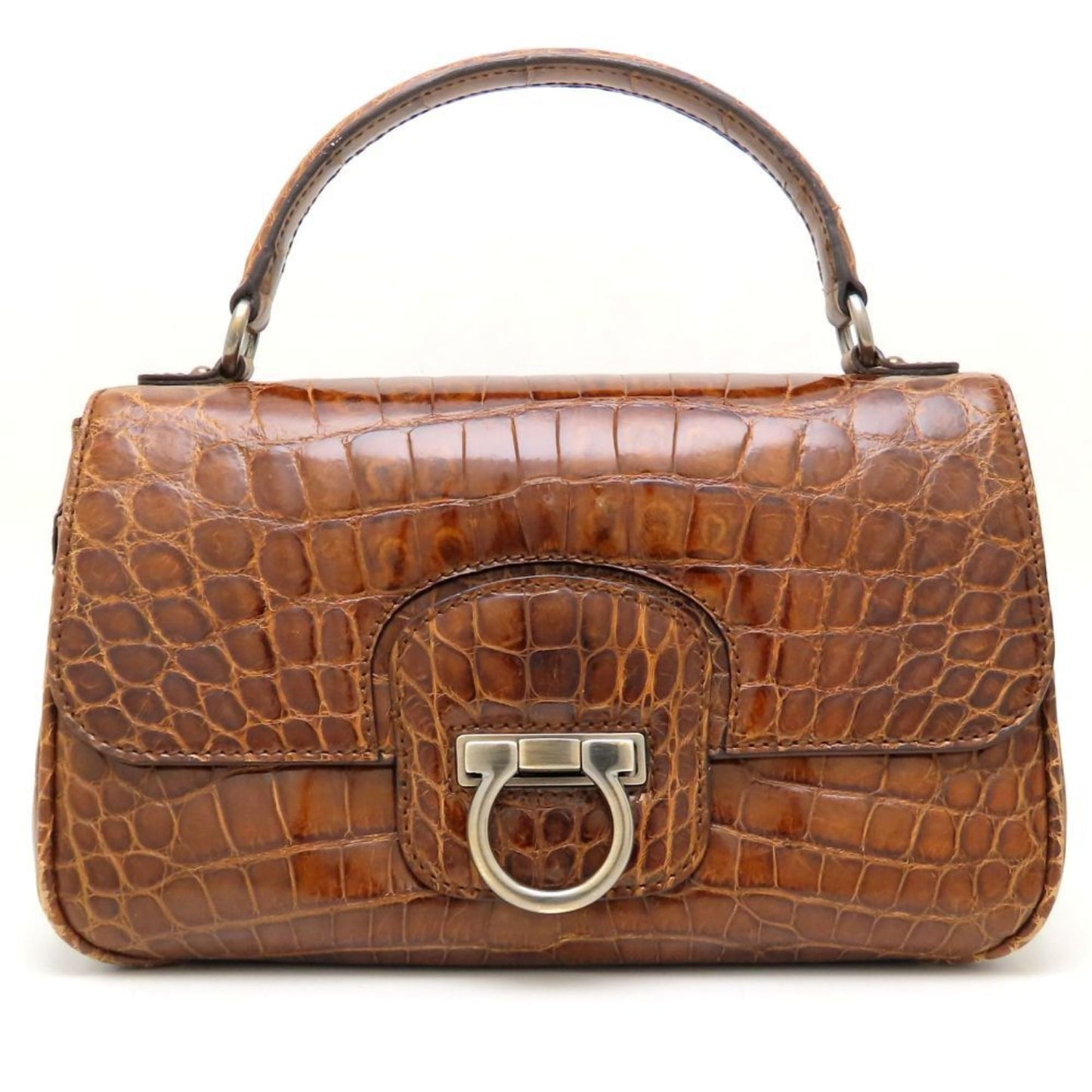 Salvatore Ferragamo Gancini Handbag In Embossed Leather