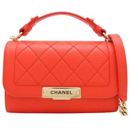 Chanel A93701 Shoulder Bag Matelasse Click Label Single Flap Calf Orange 352531