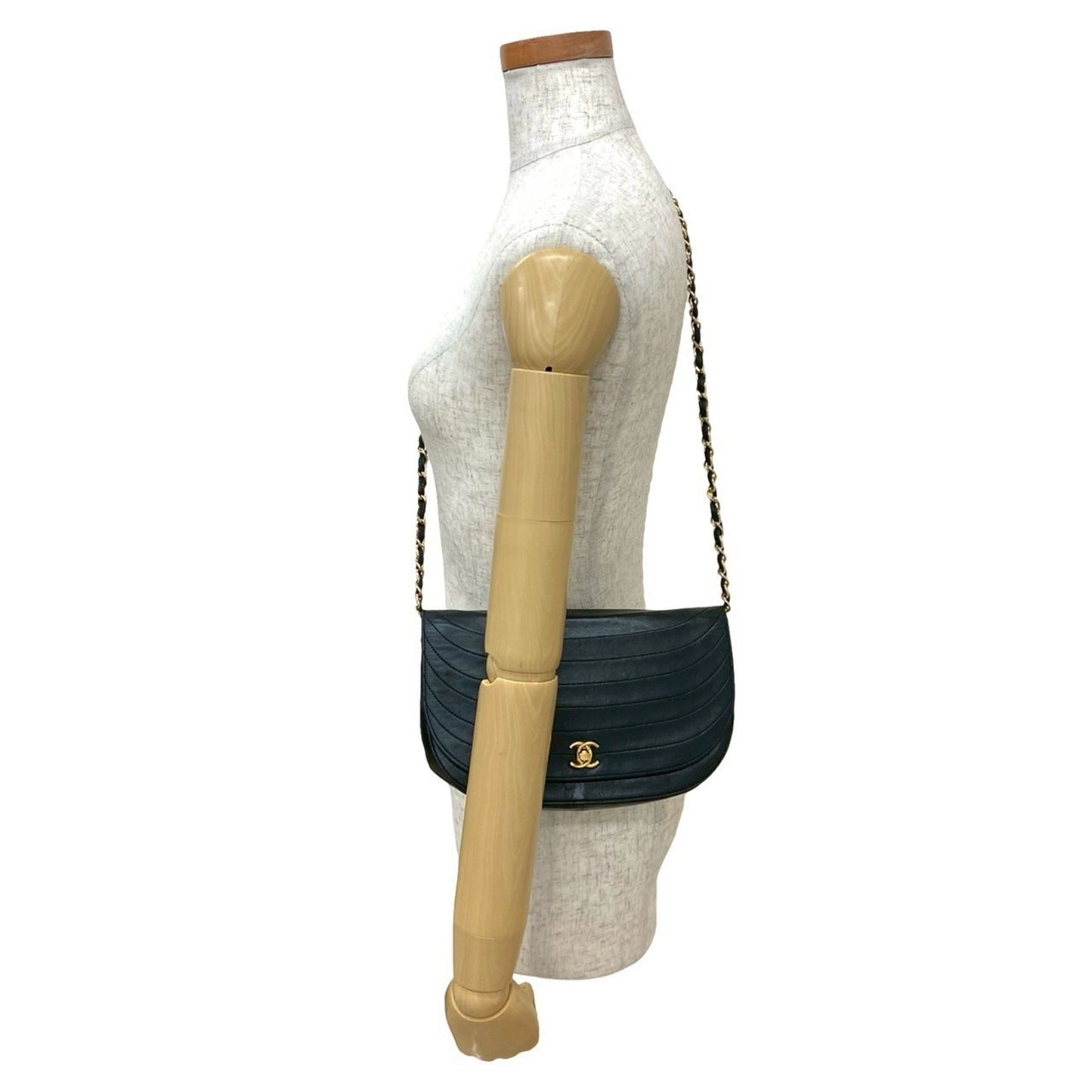 Chanel Coco Mark Half Moon Lambskin Chain Shoulder Bag