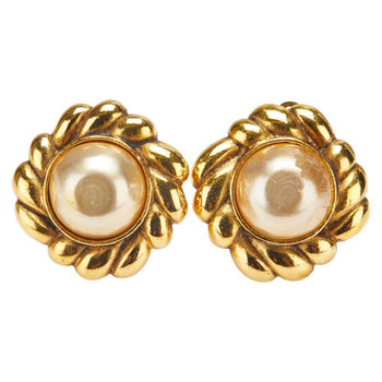 Chanel Pearl Earrings Gold Plated