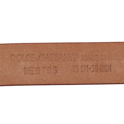 Dolce & Gabbana Logo Plate Belt 75.30 Be0795 Orange Leather