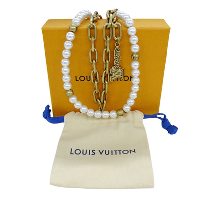 Louis Vuitton Women'S Metal And Glass Pearl Bag Charm Chain/Belt Charm