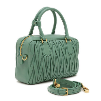 Miu Miu Miu Arcadi Matelasse Hand Shoulder Bag Leather Salvia Green 5Bb124 Bp