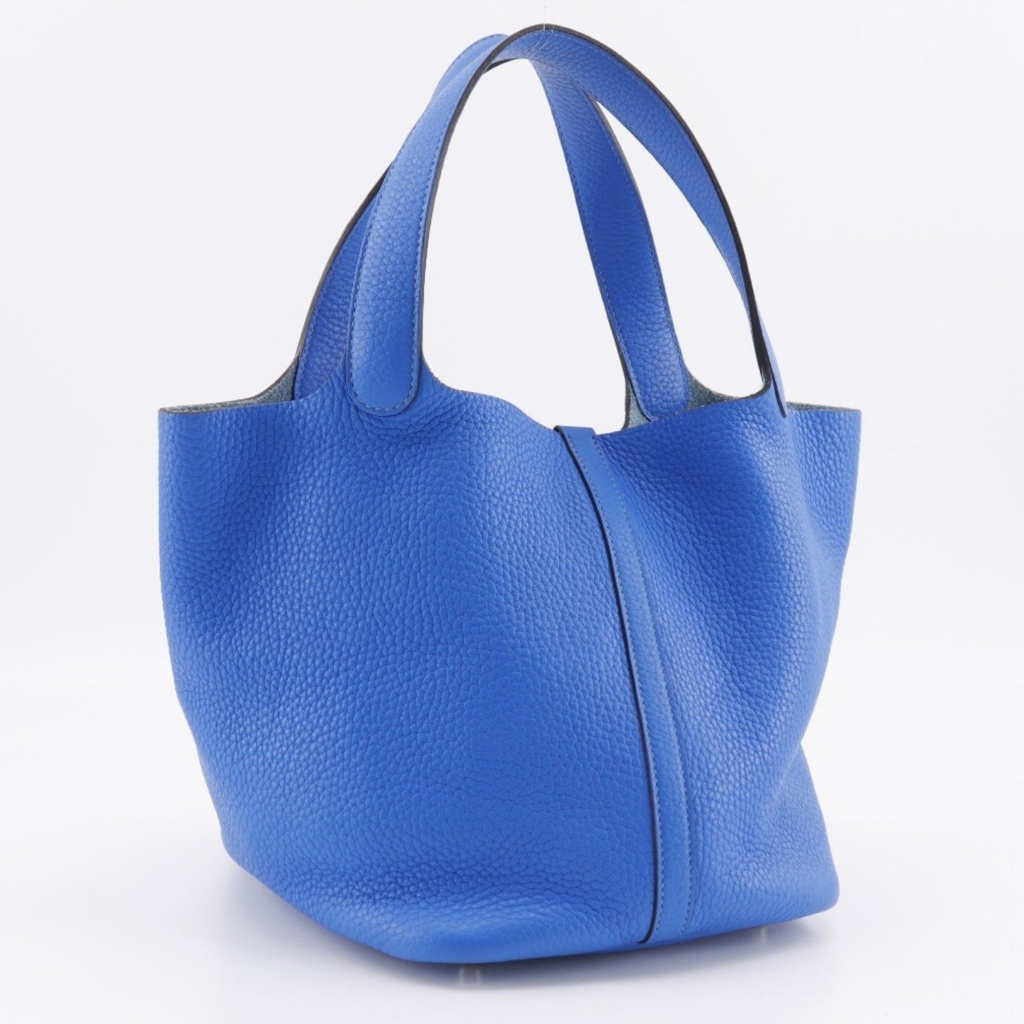 Hermes Herms Picotin Lock Mm Handbag In Taurillon Clemence Blue Hydra Leather