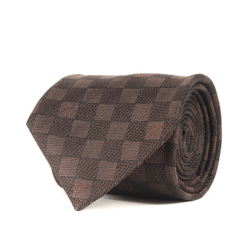 Louis Vuitton Damier Silk Cravate Brown Tie For Men