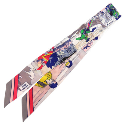 Herms Twilly Wow American Comic Print Silk Gris Rose Vert Scarf Muffler 0197 Hermes