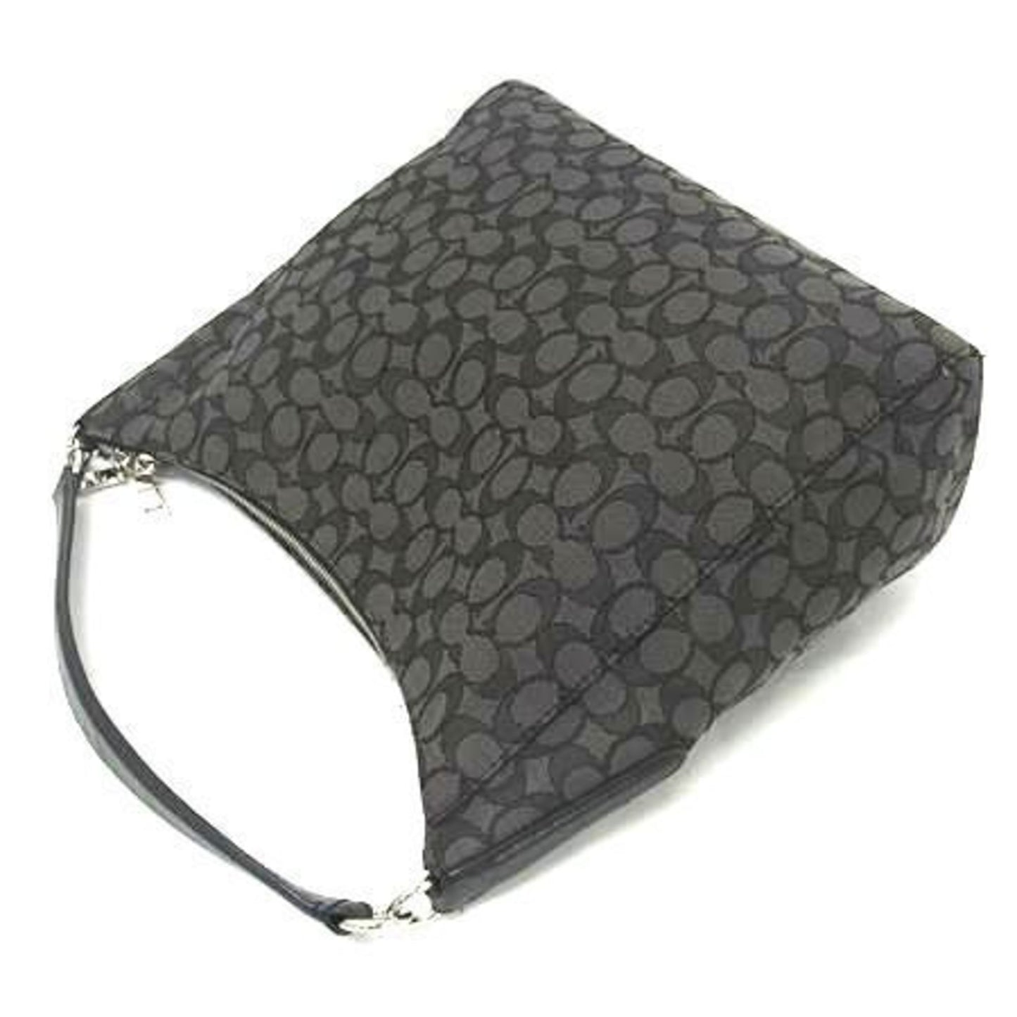 Coach Signature Shoulder Bag F58327 Gray Black Canvas Leather