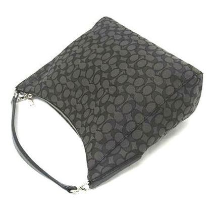 Coach Signature Shoulder Bag F58327 Gray Black Canvas Leather