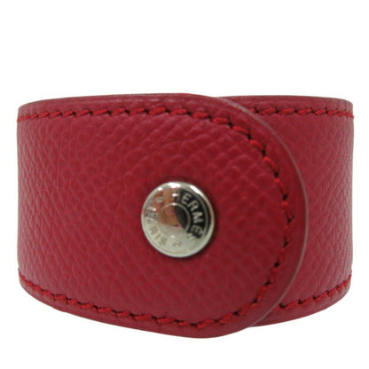 Hermes Medor Bangle Leather Metal Red D Stamp 0564Hermes