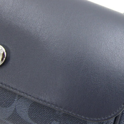 Coach Shoulder Bag Signature Reversible F59534 Navy Blue Pvc Leather