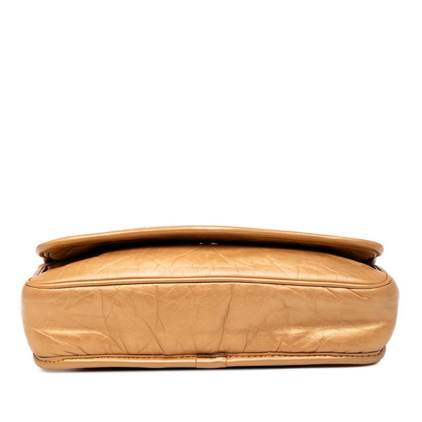 Chanel Matelasse Wild Stitch Vintage Crossbody Shoulder Bag In Gold Leather