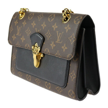 Louis Vuitton Louis Vuitton Victoire Shoulder Bag M41730 Monogram Canvas Calfskin Brown Black Gold