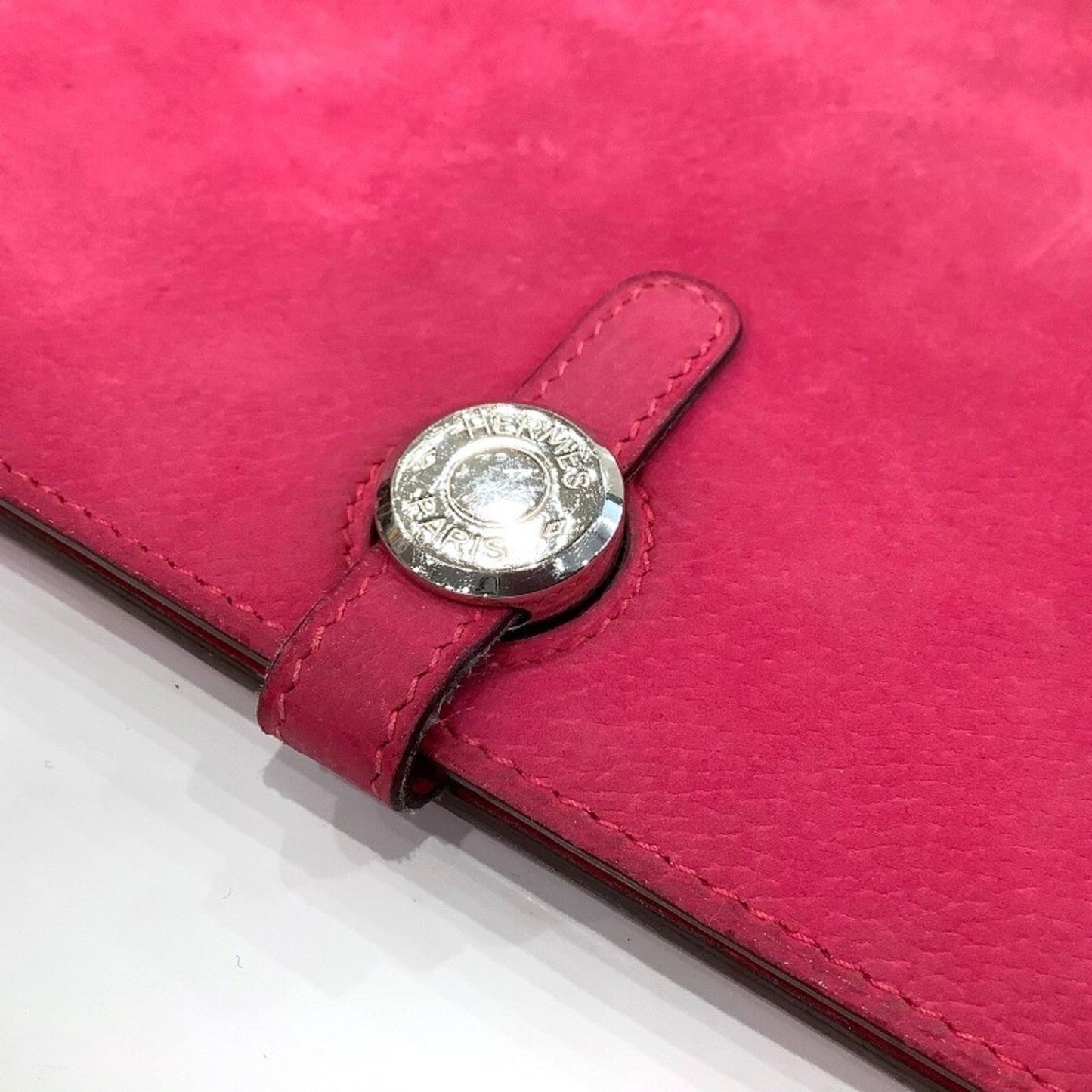 Herms Dogon Gm Rose Shocking Wallet (Missing Coin Purse)