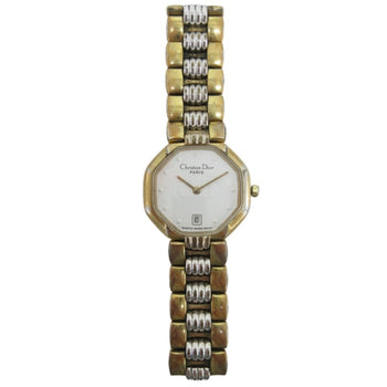 Christian Dior Octagon Quartz Analog Date Wristwatch Gold Color