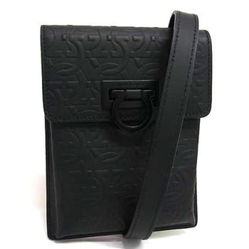 Salvatore Ferragamo Gancini Shoulder Bag Gg241149 In Black Leather