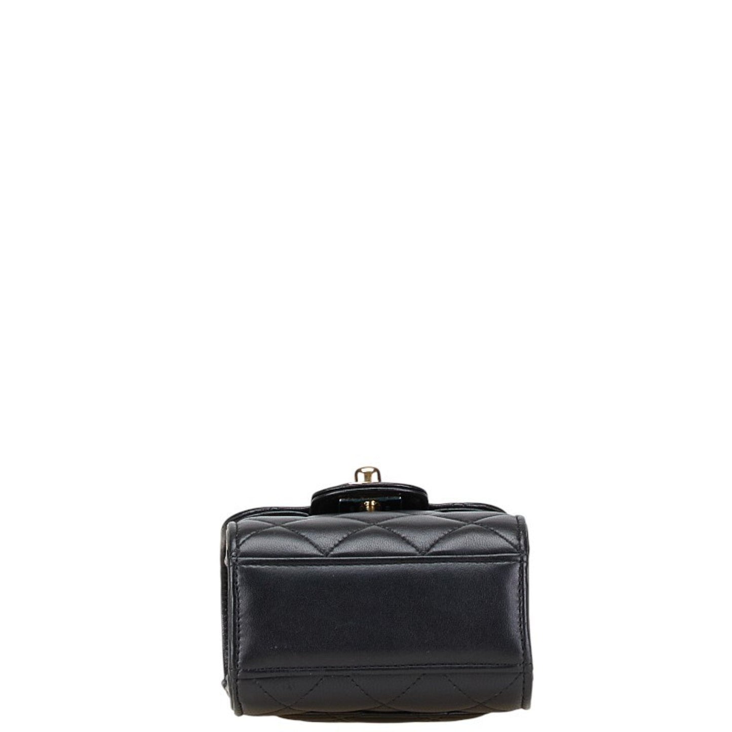 Chanel Matelasse Coco Mark Crossbody Chain Shoulder Bag In Black Lambskin