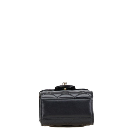 Chanel Matelasse Coco Mark Crossbody Chain Shoulder Bag In Black Lambskin