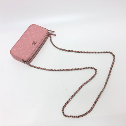 Chanel A82527 Cc Mark Chain Wallet Long Wallet Shoulder Bag Pink Lining Multicolore/Silverhardware