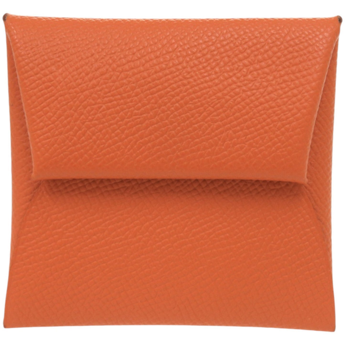 Herms Bastia Epsom Leather Coin Case Wallet In Orange
