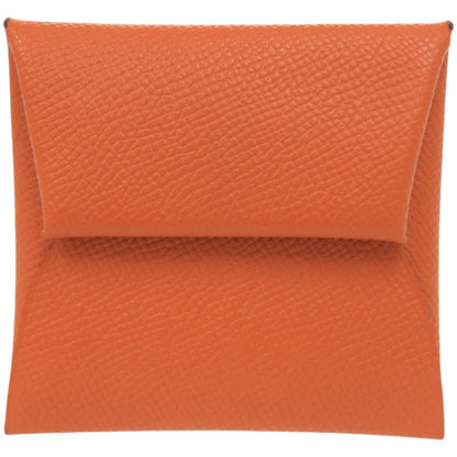 Herms Bastia Epsom Leather Coin Case Wallet In Orange