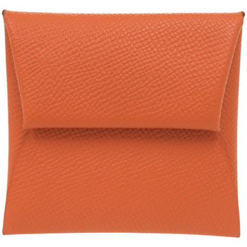 Herms Bastia Epsom Leather Coin Case Wallet In Orange