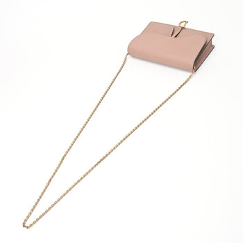 Christian Dior Dior Saddle Chain Pouch Wallet Shoulder Bag S5620Cwvg Leather Pink Beige S-157229