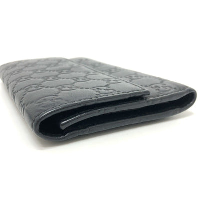 Gucci 257303 Shima Line Gg Wallet Long Embossed All-Over Pattern Tri-Fold Leather