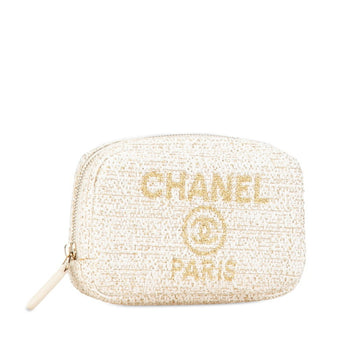 Chanel Deauville Pouch White Gold Tweed