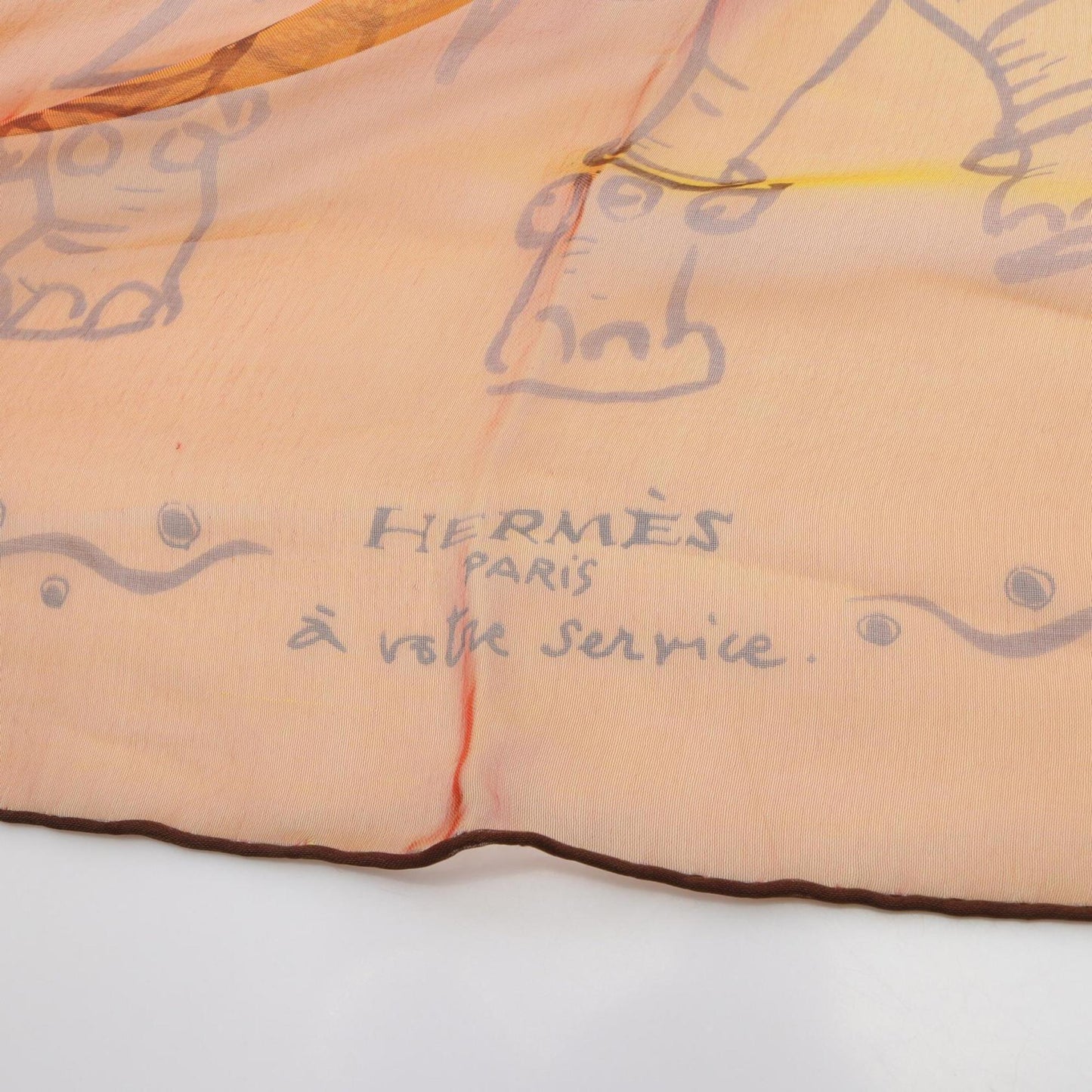 Hermes Herms Petit Carr 45 "A Votre Service" Silk Scarf For Women