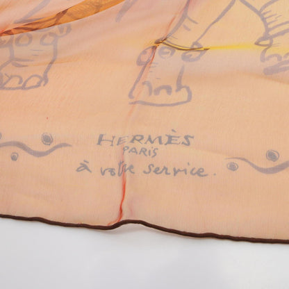 Hermes Herms Petit Carr 45 "A Votre Service" Silk Scarf For Women