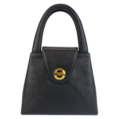 Givenchy Vintage Circle Logo Black Gold Hardware Leather Handbag