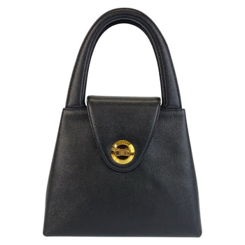 Givenchy Vintage Circle Logo Black Gold Hardware Leather Handbag